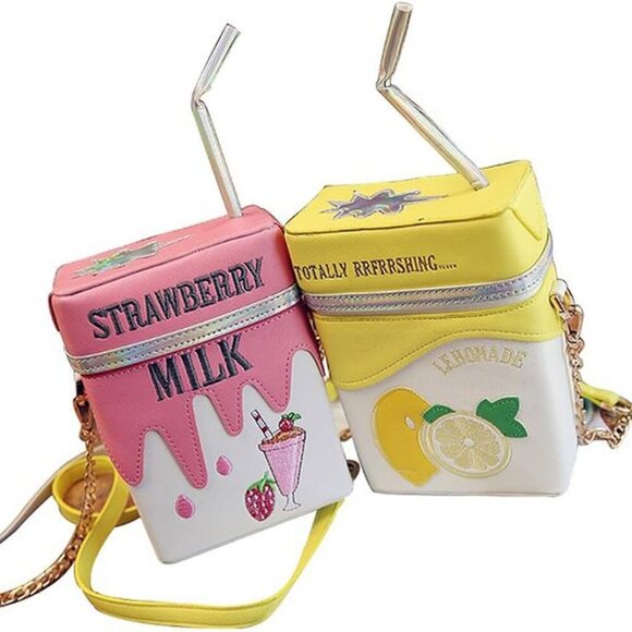 Cute Strawberry Milk Box Cross Body Purse Bag Cellphone Shoulder Bags Card Holde - Picture 2 of 7